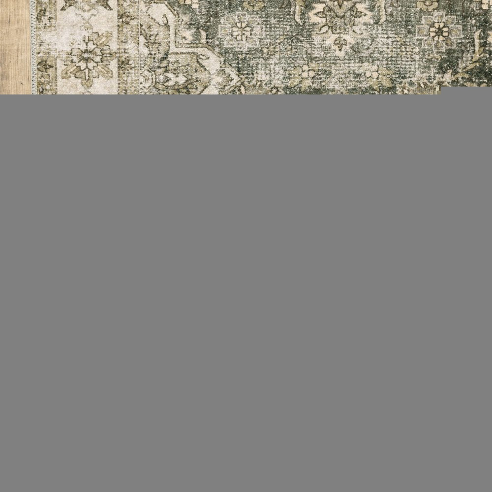 2' X 3' Ivory And Blue Oriental Printed Stain Resistant Non Skid Area Rug