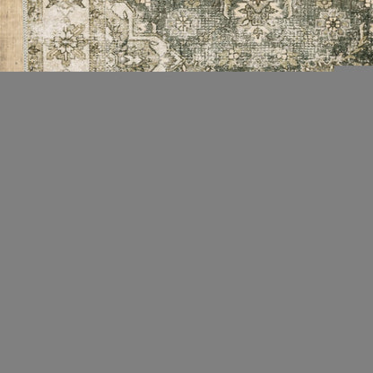 2' X 3' Ivory And Blue Oriental Printed Stain Resistant Non Skid Area Rug