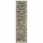 2' X 8' Blue And Beige Oriental Printed Stain Resistant Non Skid Runner Rug