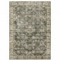 8' X 10' Blue And Beige Oriental Printed Stain Resistant Non Skid Area Rug