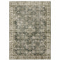 8' X 10' Green And Ivory Oriental Area Rug