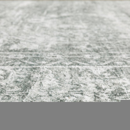 2' X 3' Sage Green Grey Ivory And Silver Oriental Printed Stain Resistant Non Skid Area Rug