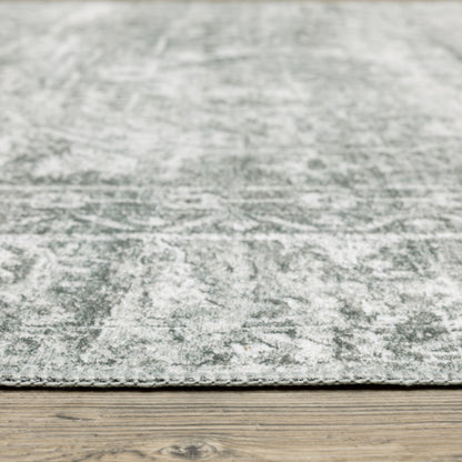 2' X 8' Gray And Ivory Oriental Printed Stain Resistant Non Skid Runner Rug