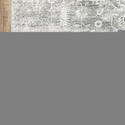 2' X 8' Gray And Ivory Oriental Printed Stain Resistant Non Skid Runner Rug