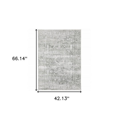 4' X 6' Sage Green Oriental Non Skid Area Rug