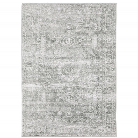 4' X 6' Sage Green Oriental Non Skid Area Rug