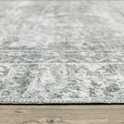 4' X 6' Sage Green Oriental Non Skid Area Rug