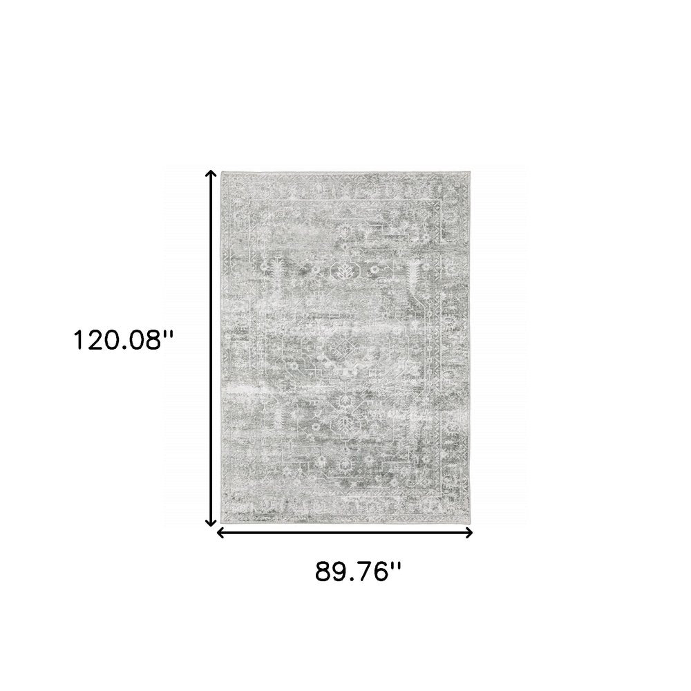 8' X 10' Sage Green Oriental Non Skid Area Rug