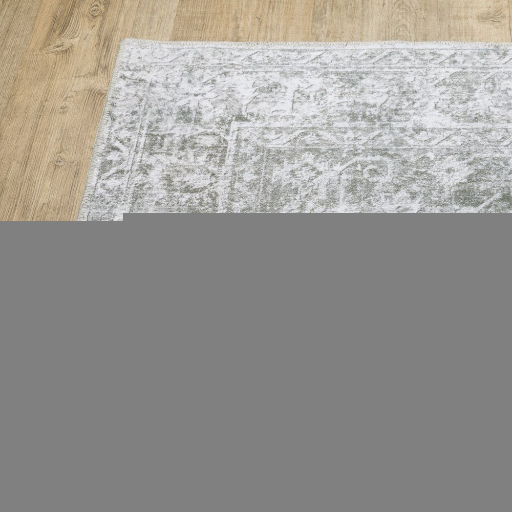 8' X 10' Sage Green Oriental Non Skid Area Rug