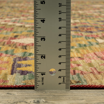 2' X 8' Gold Orange Brown Red Green Purple And Beige Southwestern Printed Stain Resistant Non Skid Runner Rug