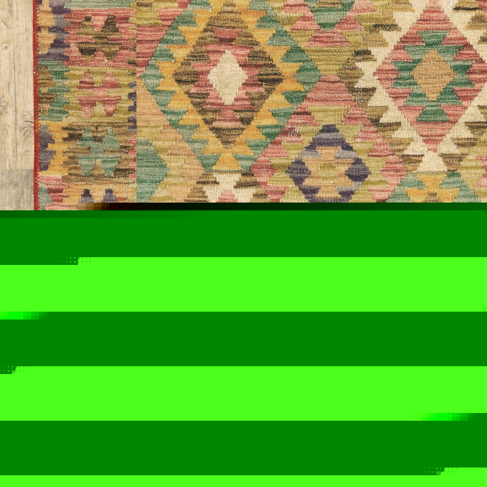 5' X 7' Gold Orange Brown Red Green Purple And Beige Southwestern Printed Stain Resistant Non Skid Area Rug