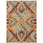 5' X 8' Beige Orange Blue Gold And Grey Abstract Power Loom Stain Resistant Area Rug