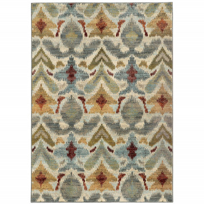 8' X 11' Gray and Ivory Abstract Power Loom Area Rug