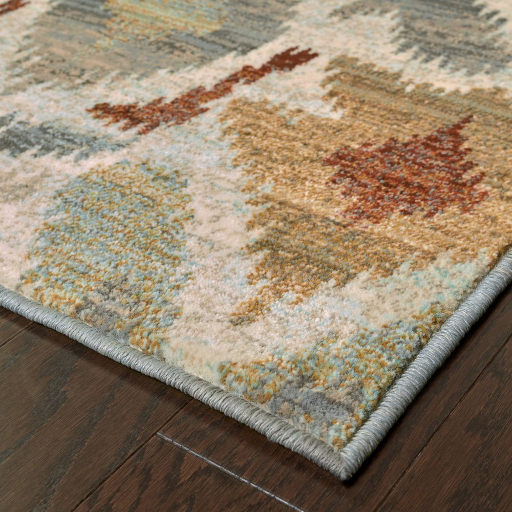 8' X 11' Gray and Ivory Abstract Power Loom Area Rug