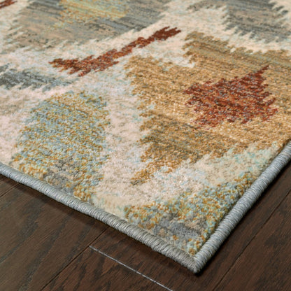 8' X 11' Gray and Ivory Abstract Power Loom Area Rug