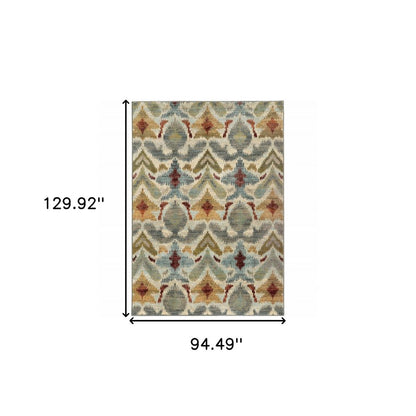 8' X 11' Gray and Ivory Abstract Power Loom Area Rug