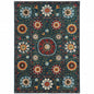 6' X 9' Teal Blue Rust Gold And Ivory Floral Power Loom Stain Resistant Area Rug