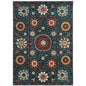 10' X 13' Teal Blue Rust Gold And Ivory Floral Power Loom Stain Resistant Area Rug