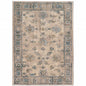 8' X 11' Ivory Blue Gold And Grey Oriental Power Loom Stain Resistant Area Rug