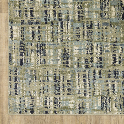 2' X 3' Green Blue Ivory Beige And Light Blue Abstract Power Loom Stain Resistant Area Rug