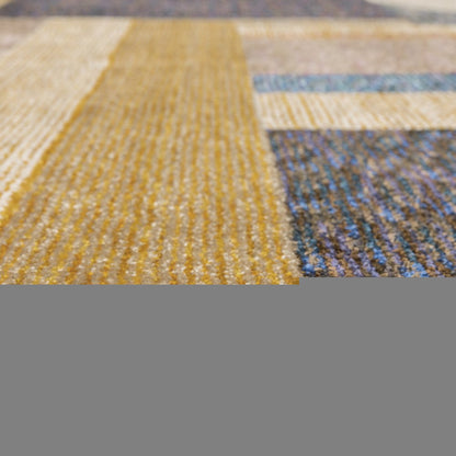 5' X 7' Blue and Beige Geometric Power Loom Area Rug