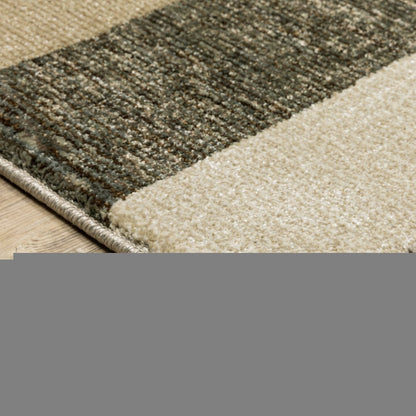 5' X 7' Brown and Ivory Geometric Power Loom Area Rug