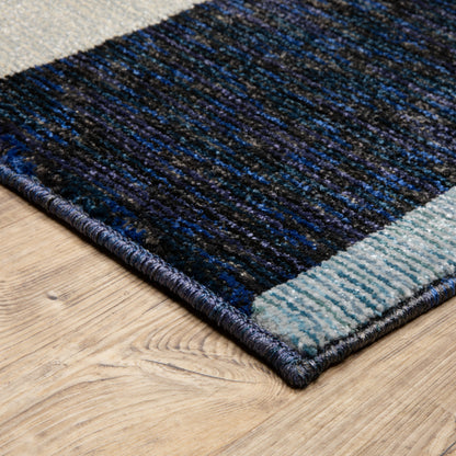 3' X 5' Blue Grey Charcoal and Purple Geometric Power Loom Area Rug