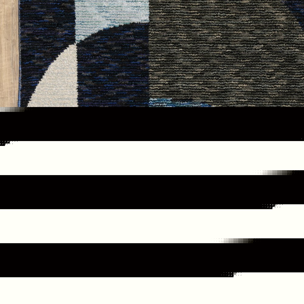 8' X 11' Blue Grey Charcoal and Purple Geometric Power Loom Area Rug