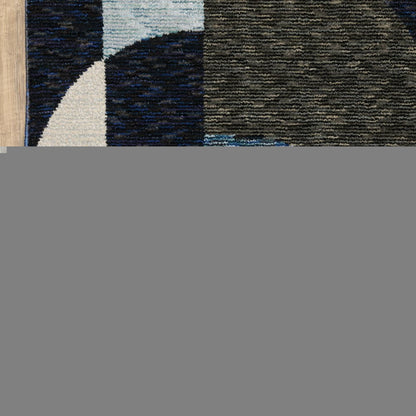8' X 11' Blue Grey Charcoal and Purple Geometric Power Loom Area Rug