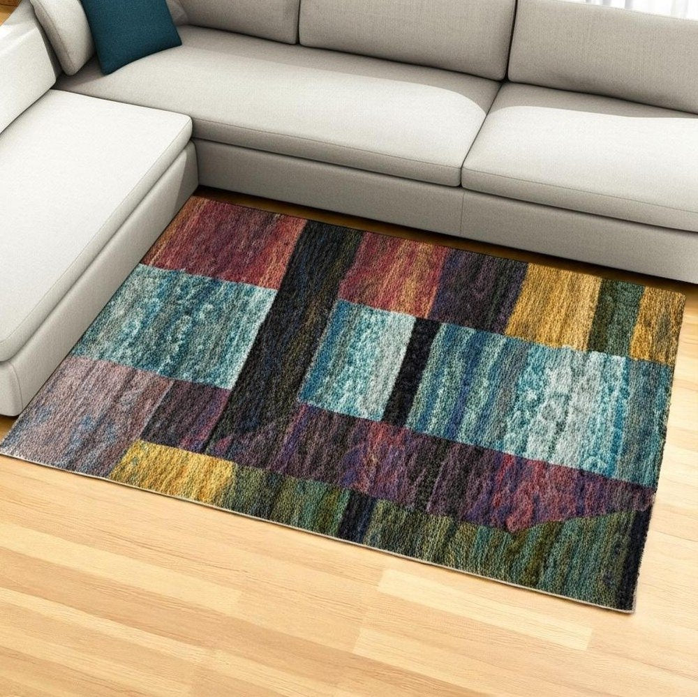10' X 13' Purple and Red Geometric Power Loom Area Rug