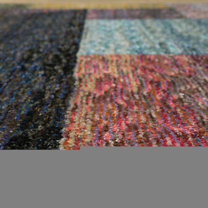 7' X 10' Purple and Red Geometric Power Loom Area Rug