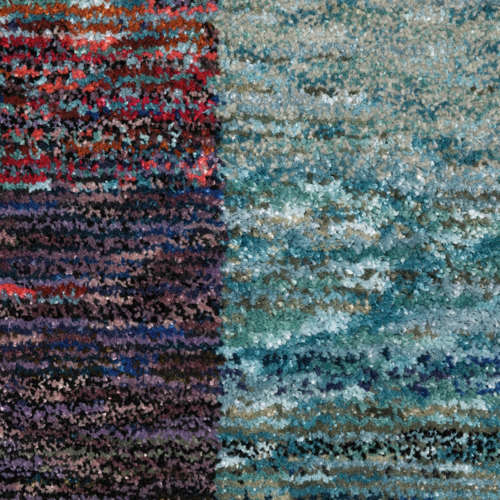 7' X 10' Purple and Red Geometric Power Loom Area Rug