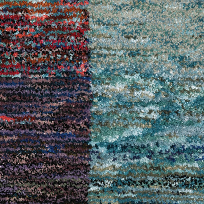 7' X 10' Purple and Red Geometric Power Loom Area Rug