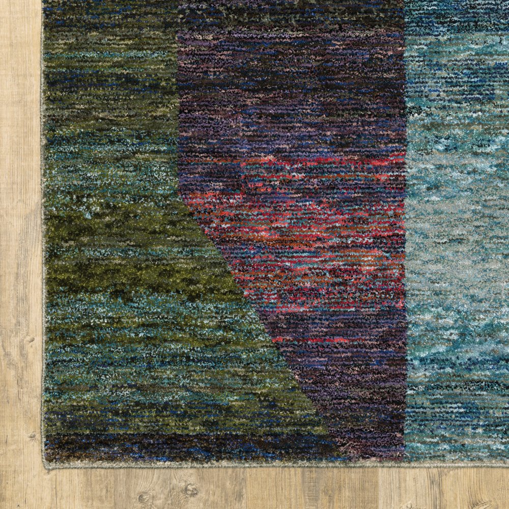 7' X 10' Purple and Red Geometric Power Loom Area Rug