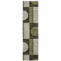 8' Blue And Beige Geometric Runner Rug