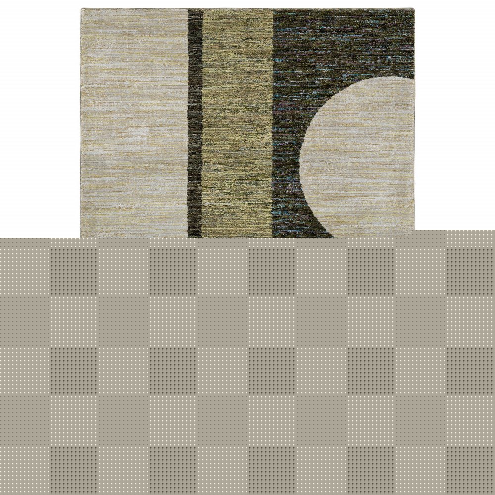 3' X 5' Blue and Beige Geometric Power Loom Area Rug