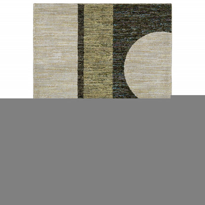 3' X 5' Blue and Beige Geometric Power Loom Area Rug