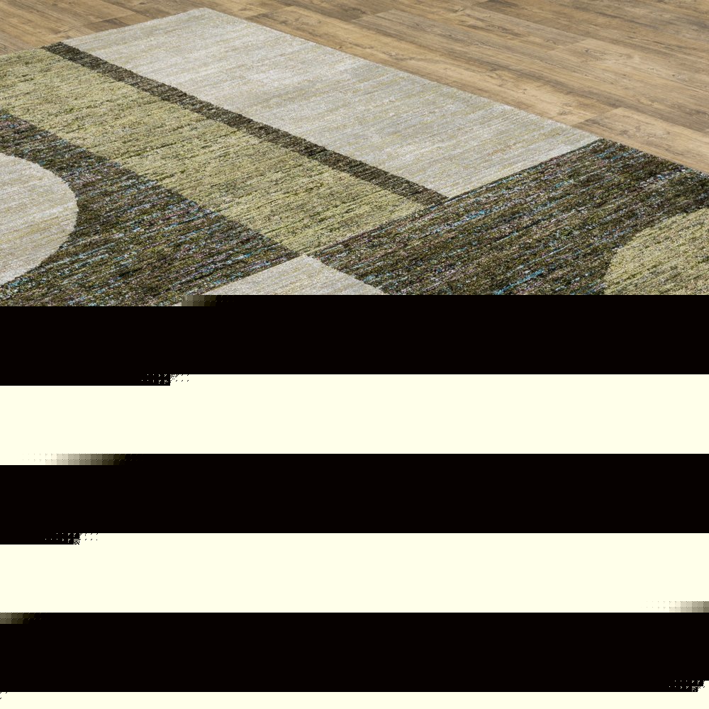 3' X 5' Blue and Beige Geometric Power Loom Area Rug