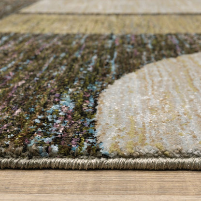 5' X 7' Blue and Beige Geometric Power Loom Area Rug