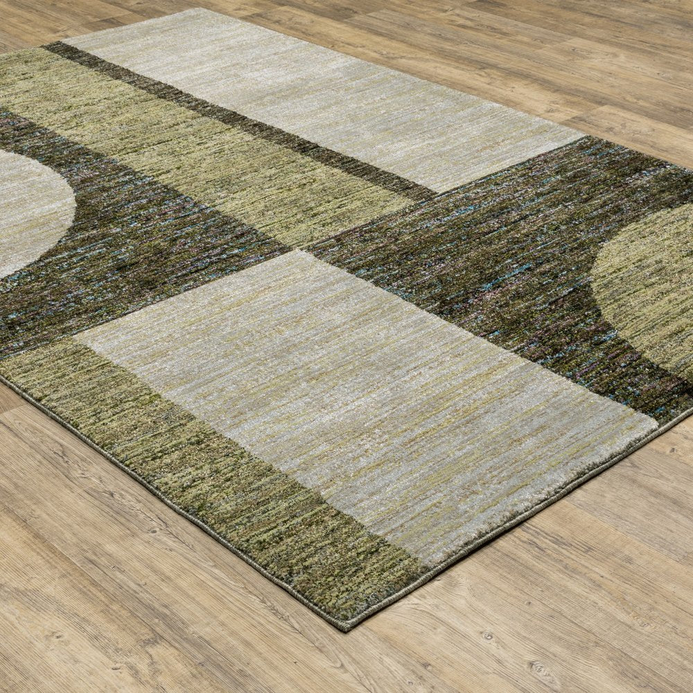 5' X 7' Blue and Beige Geometric Power Loom Area Rug