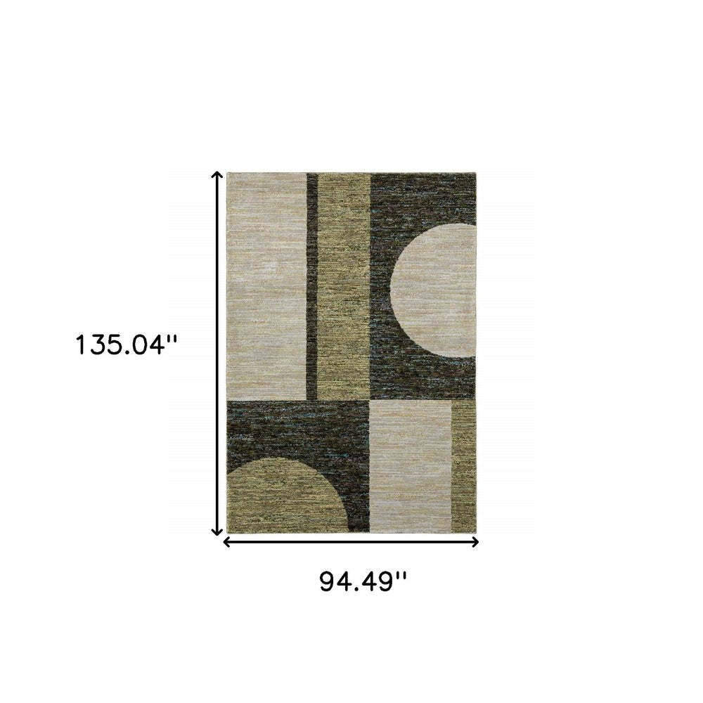8' X 11' Blue and Beige Geometric Power Loom Area Rug