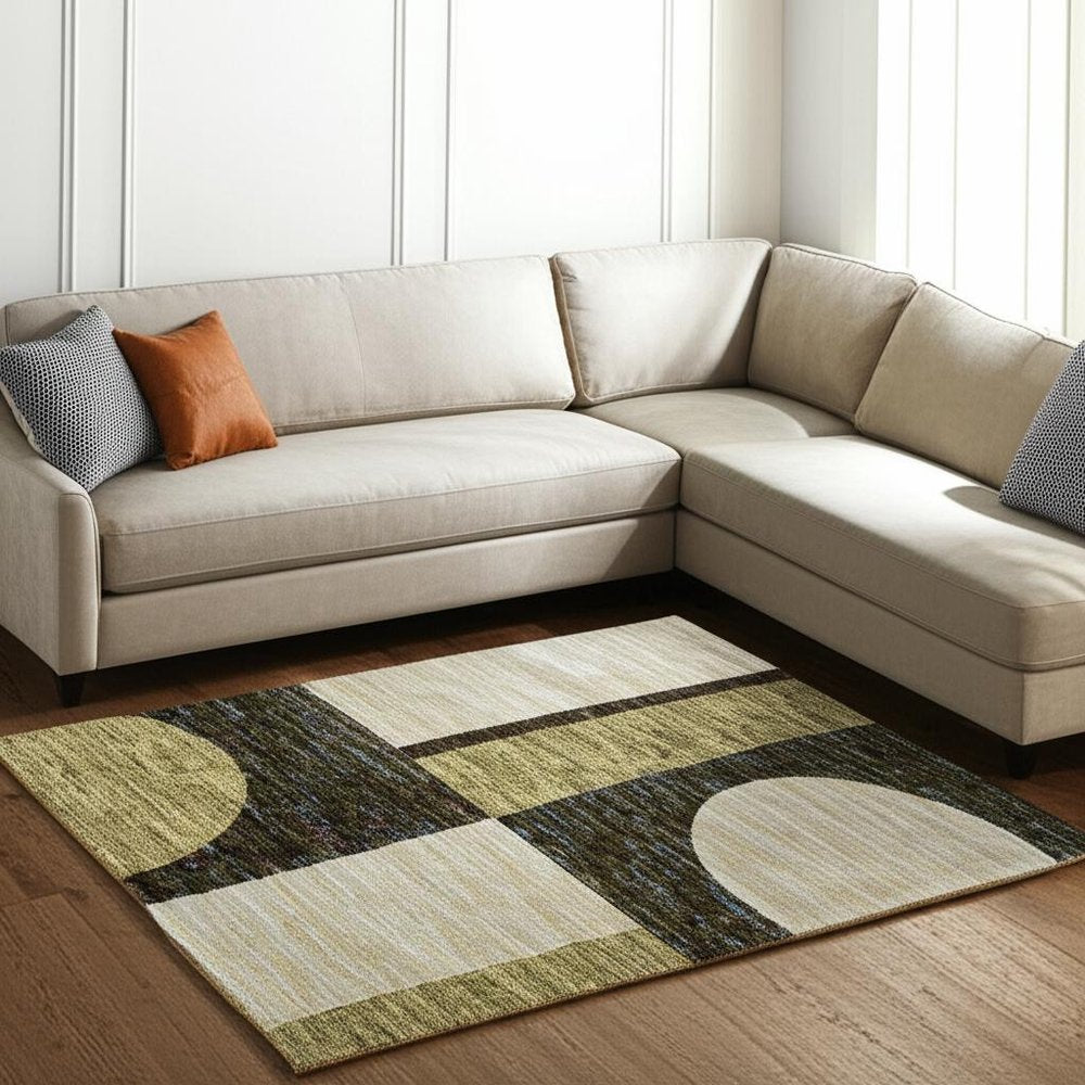 8' X 11' Blue and Beige Geometric Power Loom Area Rug