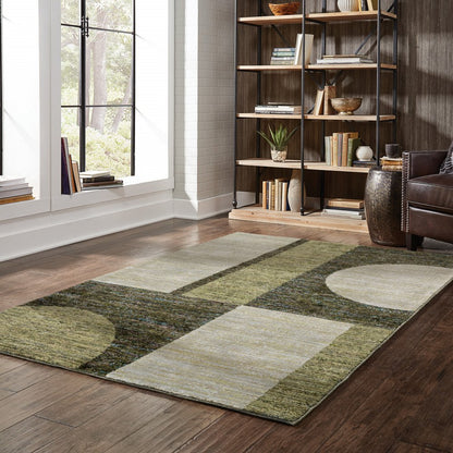 8' X 11' Blue and Beige Geometric Power Loom Area Rug