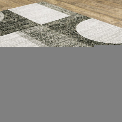 5' X 7' Gray and Ivory Geometric Power Loom Area Rug