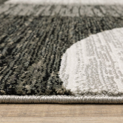 7' X 10' Gray and Ivory Geometric Power Loom Area Rug