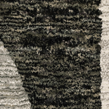 7' X 10' Gray and Ivory Geometric Power Loom Area Rug