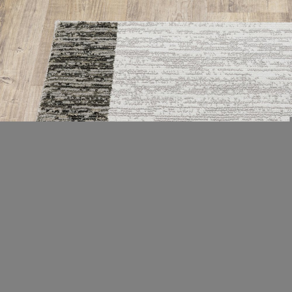 8' X 11' Gray and Ivory Geometric Power Loom Area Rug
