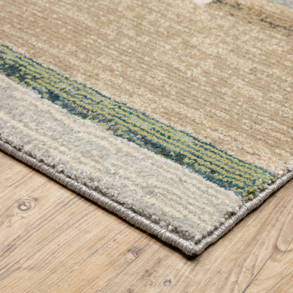 8' Black And Gray Geometric Runner Rug