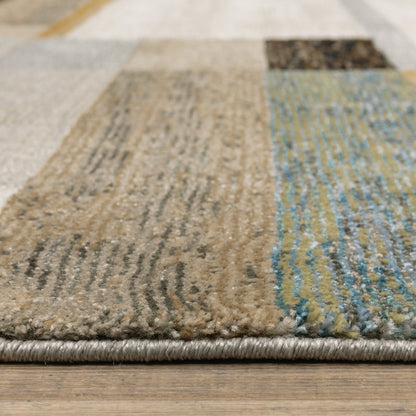 8' Black And Gray Geometric Runner Rug