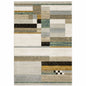 3' X 5' Beige Gold Black Grey Tan Teal and Rust Geometric Power Loom Area Rug